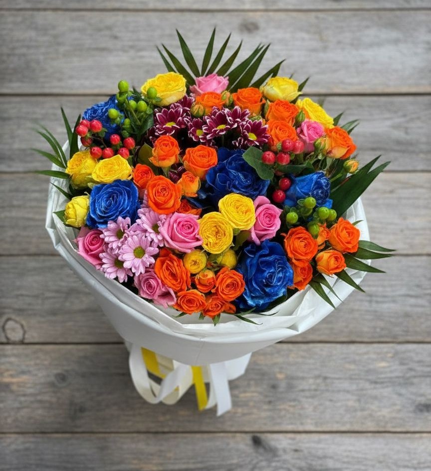 Букет цветов из: Розы и Хризантемы в Тюльган