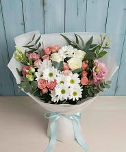 Букет цветов из:  Розы, Лизиантусы и Хризантемы в Тюльган