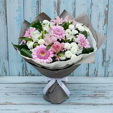 Букет цветов из:  Герберы, Альстромерии и Хризантемы #REPLACE_PRED# Тюльган