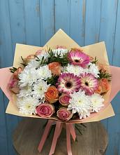 Букет цветов из:  Розы, Герберы и Хризантемы #REPLACE_PRED# Тюльган