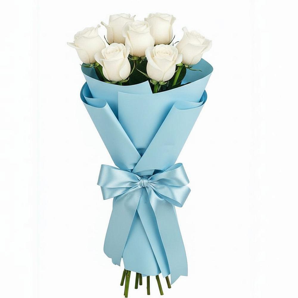 Букет 7 белых роз Проуд в Тюльган