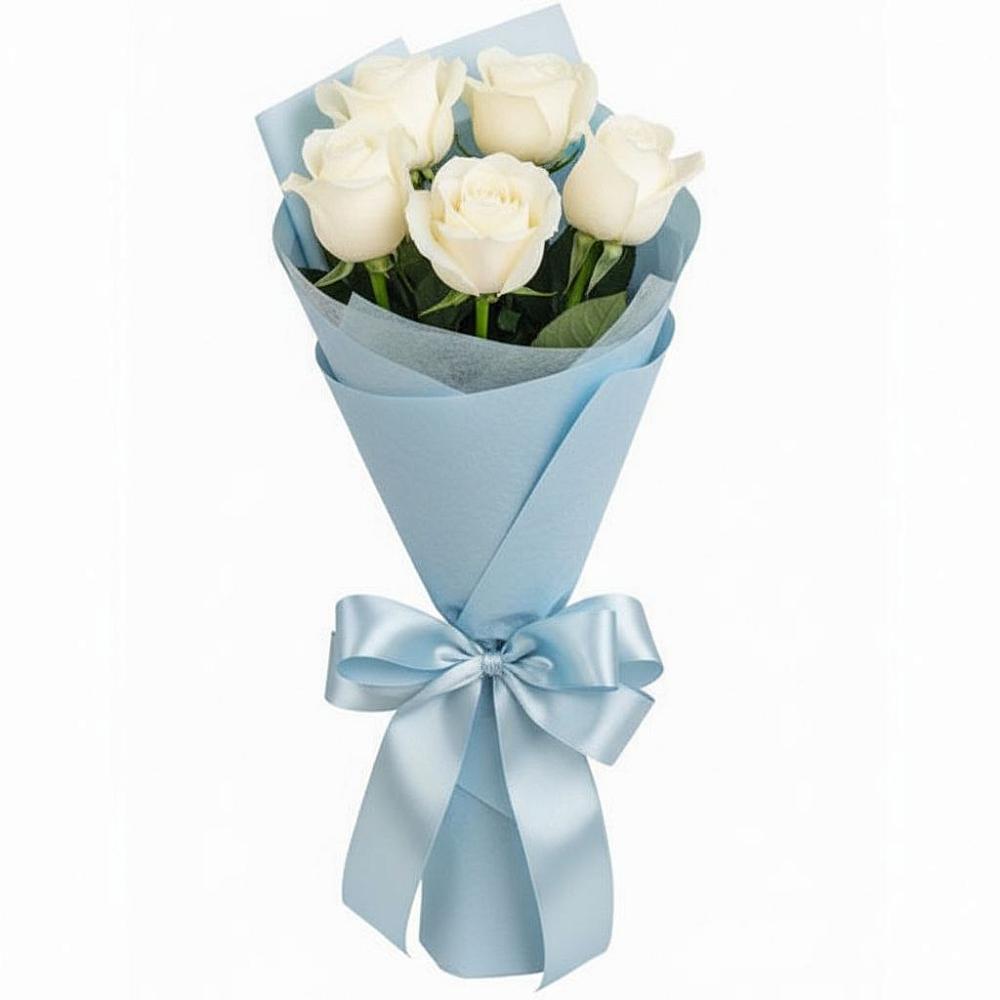 Букет 5 Белых роз Проуд в Тюльган