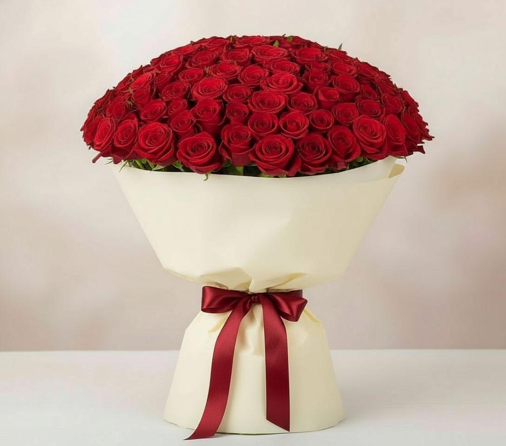 Букет 101 Красная роза Милано в Тюльган