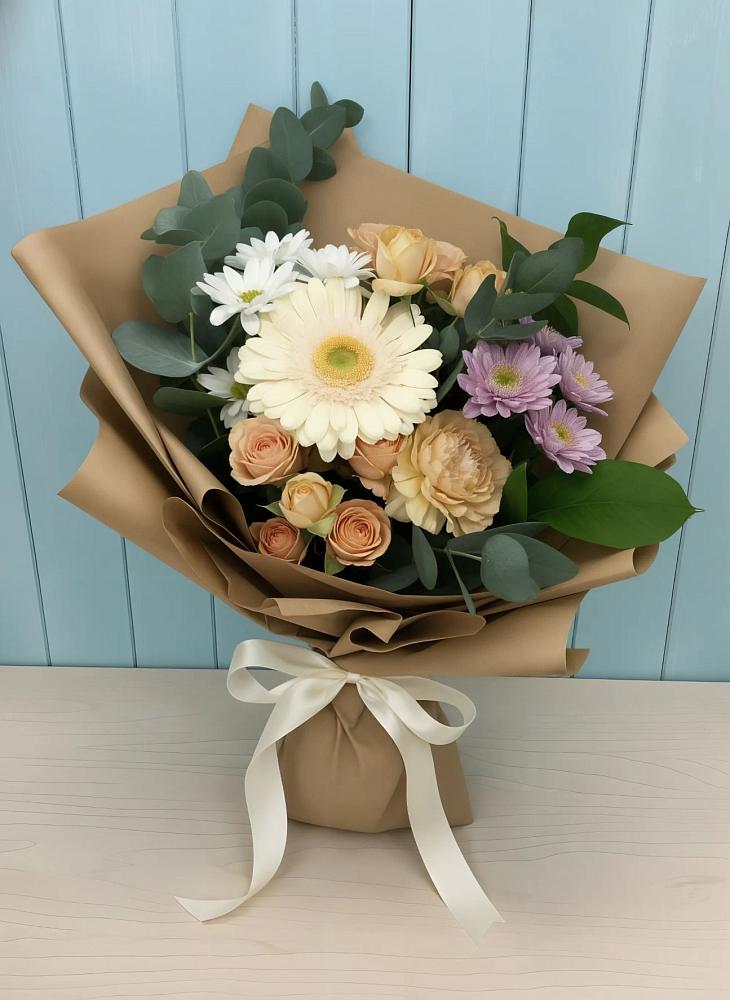Букет цветов из: Герберы и Хризантемы в Тюльган