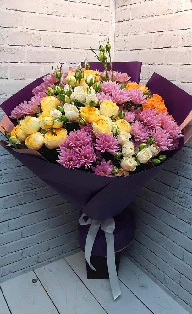 Букет цветов из: Хризантемы и Розы в Тюльган