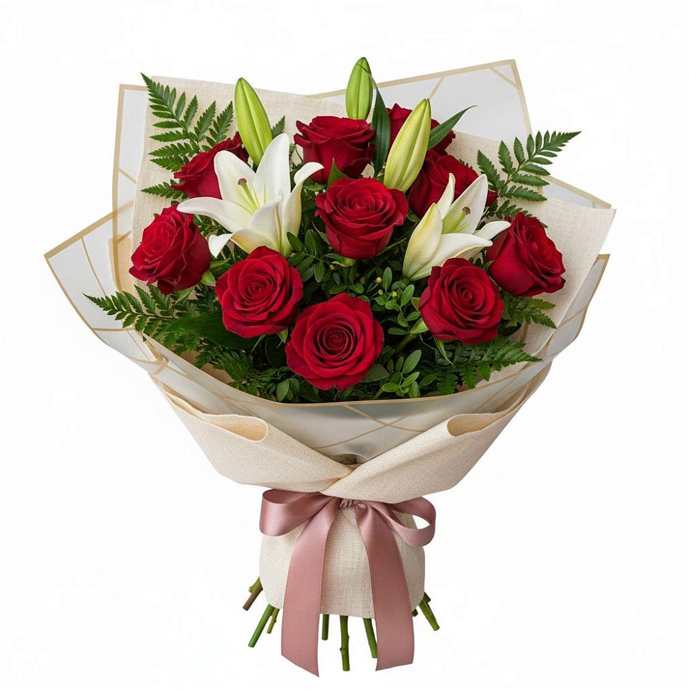 Букет цветов из: Лилии и Розы в Тюльган