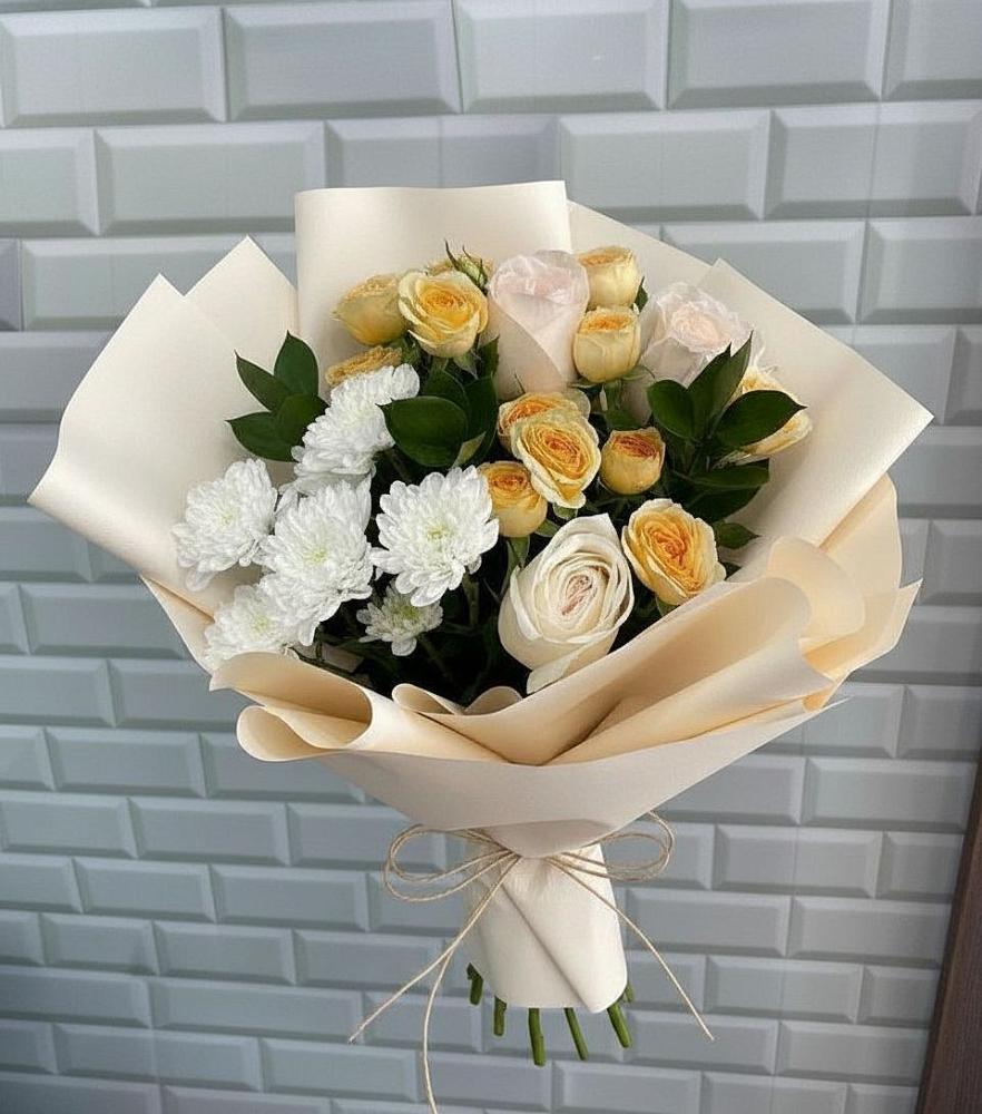 Букет цветов из: Розы и Хризантемы в Тюльган