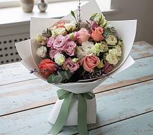 Букет цветов из:  Розы, Лизиантусы и Гвоздики в Тюльган